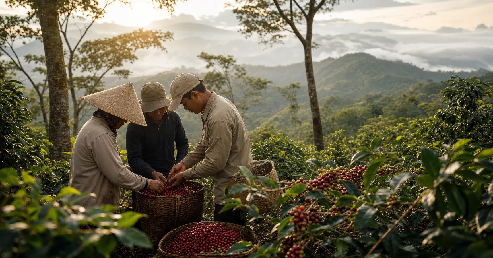 Indonesian coffee producers in a highland origin landscape