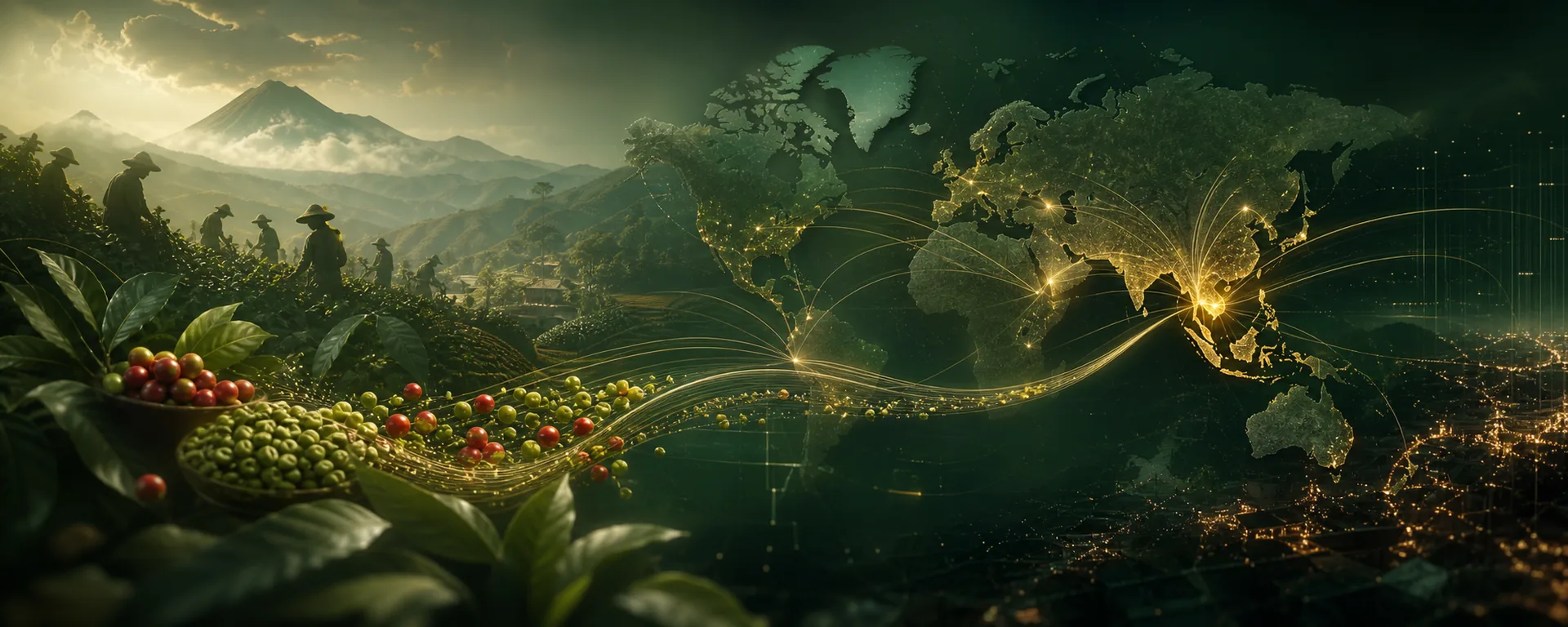 Indonesian coffee supply chain from farm to global buyer